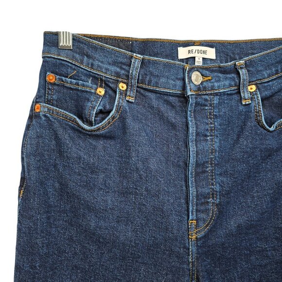 Re/Done 90s High Rise Ankle Crop Button fly Denim Indigo Denim Jeans - Picture 4 of 13